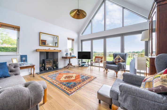 Double Height Vaulted Living Room with Glazed Gable